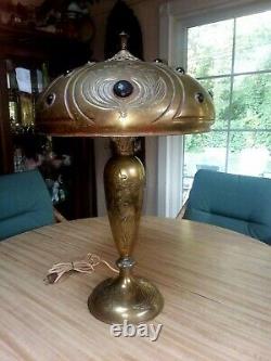 C 1910 Antique Art Nouveau Table Lamp, Antique Arts And Crafts Table Lamps