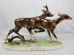 15 Keramos Austria Buck Doe Deer Running Porcelain Figurine Rare EUC