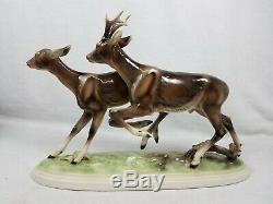 15 Keramos Austria Buck Doe Deer Running Porcelain Figurine Rare EUC
