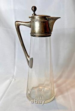 1867-1922 Jugendstil Art Nouveau Water Pitcher Jug Austrian Silver Vienna VMS