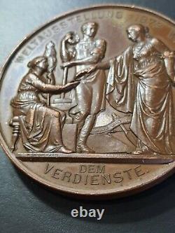 1873 Vienna World's Fair Art Nouveau Austrian bronze medal Franz Joseph