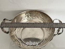 1900 Austria Hungarian Solid Silver Footed Bowl Diana Head Lily Flower Handle