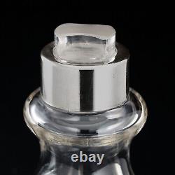 1900 Austrian Art Nouveau Glass Dressing Table Scent Perfume Bottle, Silver Top