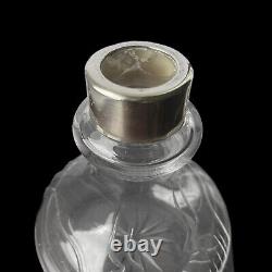1900 Austrian Art Nouveau Glass Dressing Table Scent Perfume Bottle, Silver Top