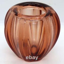 1920s Small Bohemian Moser Blown Amber Glass Amber Globe Bud Vase 3.5