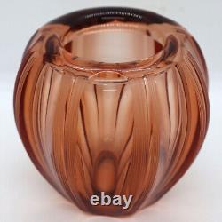 1920s Small Bohemian Moser Blown Amber Glass Amber Globe Bud Vase 3.5