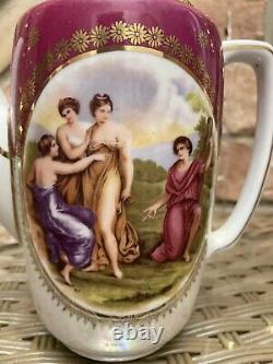 1930s Vintage Austrian Porcelain Angelica Kauffman Coffee Pot