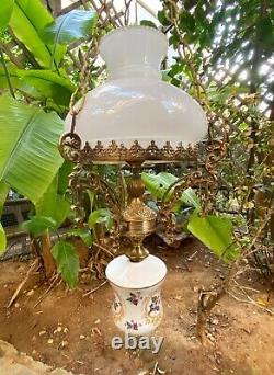1940s Austrian Vintage Antique Hanging/Ceiling Lamp from Bronze and Opaline