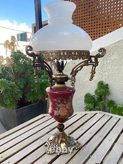 1960s Austrian Vintage Antique Table Lamp from Bronze and Opaline