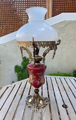 1960s Austrian Vintage Antique Table Lamp from Bronze and Opaline