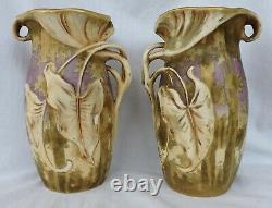 2 Vases Lily Amphora Porcelain Vase Turn Teplitz Rstk Daschel Stellmacher