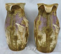 2 Vases Lily Amphora Porcelain Vase Turn Teplitz Rstk Daschel Stellmacher