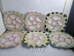AUSTRIAN Antique MARX & GUTHERZ Porcelain China OYSTER PLATE / Carlsbad set of 6