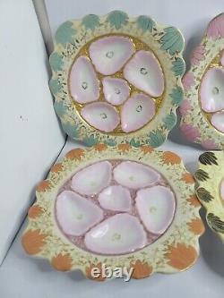 AUSTRIAN Antique MARX & GUTHERZ Porcelain China OYSTER PLATE / Carlsbad set of 6