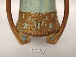 AUSTRIAN Art Nouveau Stoneware & Bronze Mounted VASE