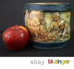 AUSTRIA AMPHORA Children in Molded Relief Turn-Teplitz Bohemia Jardiniere Vase