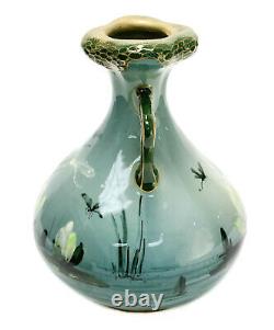 Amphora Austria Porcelain & Enamel Twin Handled Vase, circa 1900. Dragonflies