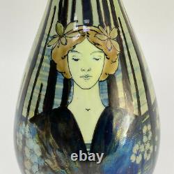 Amphora Austria RSTK Porcelain Enamel Vase, circa 1900. Lady of the Forest