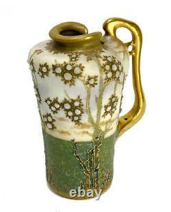 Amphora Austria RSTK Pottery Enameled Jeweled Handled Ewer, circa 1900
