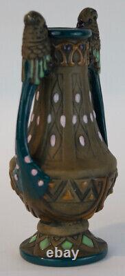 Amphora Glazed Ceramic Urn withCockatoo Handles. Austrian. Stamped and Numbered