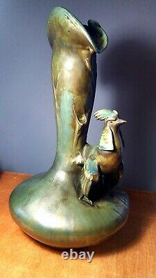 Amphora PHEASANT Art Nouveau Vase Stellmacher Teplitz BOHEMIA Antique