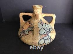 Amphora RSK Art Nouveau Austrian Pottery Yellow Rose Four Handled Vase