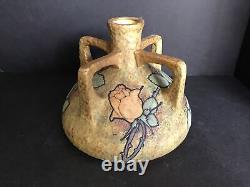 Amphora RSK Art Nouveau Austrian Pottery Yellow Rose Four Handled Vase