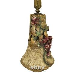 Amphora RSK Austrian 1900s Art Nouveau Pottery Red Raspberry Lighting Bolt Lamp