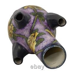 Amphora RSK Austrian Art Pottery Yellow Rose Ceramic Purple Tulipiere Vase 3880