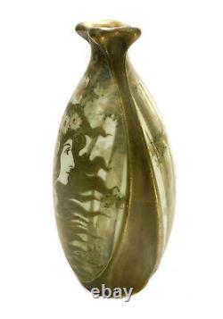 Amphora RSTK Pottery Art Nouveau Vase, Lady of the Forest, circa 1900