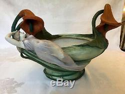 Amphora Turn-Teplitz Planter Centerpiece Bowl / Art Nouveau Woman Water Lilies