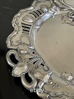 Antique 1800's Austrian Vienna Art Nouveau Silver Tray 596 Grams