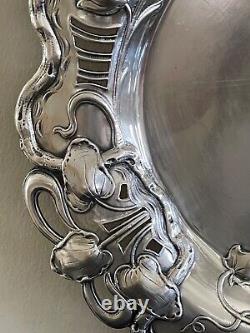 Antique 1800's Austrian Vienna Art Nouveau Silver Tray 596 Grams