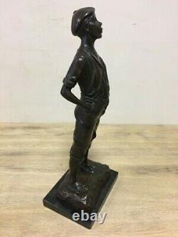 Antique 1920s Original AUSTRIAN Karl P. Kowalczewski Bronze Boy Figurine Marked