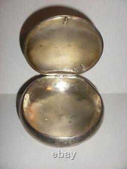 Antique 19thc Austrian silver Art Nouveau enamel round tobacco powder box