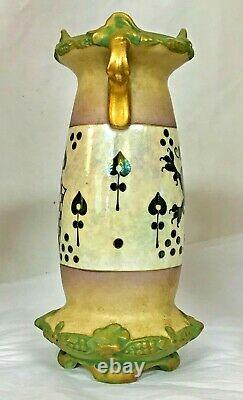 Antique 20s Austrian Porcelain Amphora Vase, Gilded. Art Nouveau/Secession