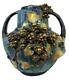 Antique AMPHORA Austria Jugendstil Pottery Grape Berry Leaf Basket Handled Vase