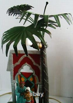 Antique AUSTRIAN Cold Painted Figural Table Lamp Arabian Couple Under Palm Tree