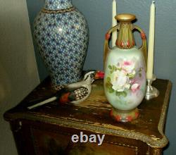 Antique AUSTRIAN, Royal Wettina, beautiful vase/ewer with pastel-colored roses