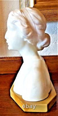 Antique Alabaster Lady Sculpture Signd With Schumacher Bronze Seal+leuter Artist