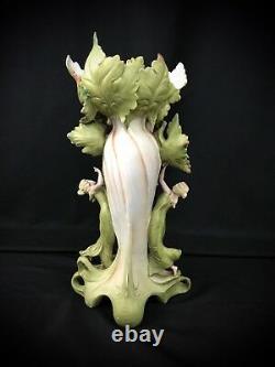Antique Amphora Bohemian Figural Vase Maidens Cherub