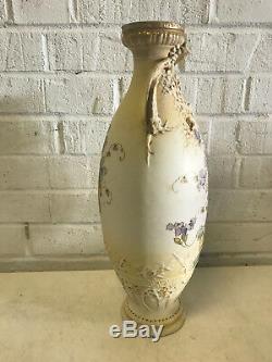 Antique Amphora Riessner Stellmacher & Kessel Pottery Vase w Lizard & Floral Dec