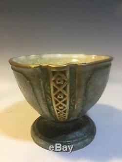 Antique Amphora Works Art Pottery Pedestal Bowl Austria Jugendstil Art Nouveau