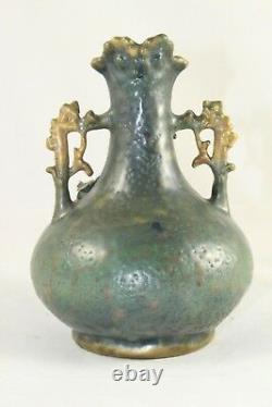 Antique Art Nouveau Amphora Pottery Vase Leaves Berries Teplitz Austria Bohemia
