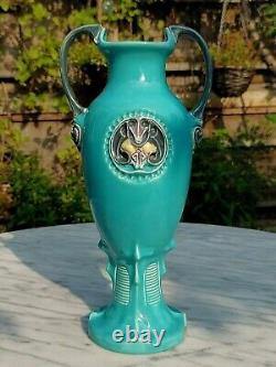 Antique Art Nouveau Austrian Bohemian Ceramic Amphora Vase Julius Dressler -35cm