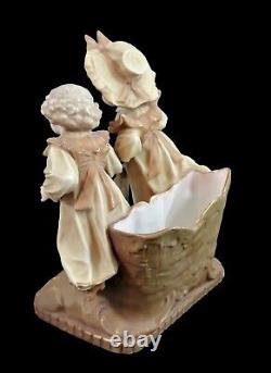 Antique Art Nouveau Austrian Ernst Wahliss porcelain figurine 2 girls play 4423