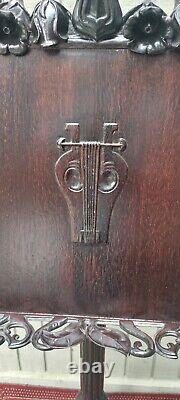 Antique Art Nouveau Carved Wood Music Stand possibly Austrian