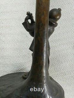 Antique Art Nouveau Deco Peter Tereszczuk Austrian 1895-1925 Bronze Table Lamp