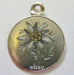 Antique Art Nouveau German 800 Silver Enamel Flower Charm Beautiful! Pick 1