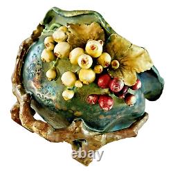 Antique Art Nouveau Handmade Austrian Amphora Pottery Grapes Pot Bowl